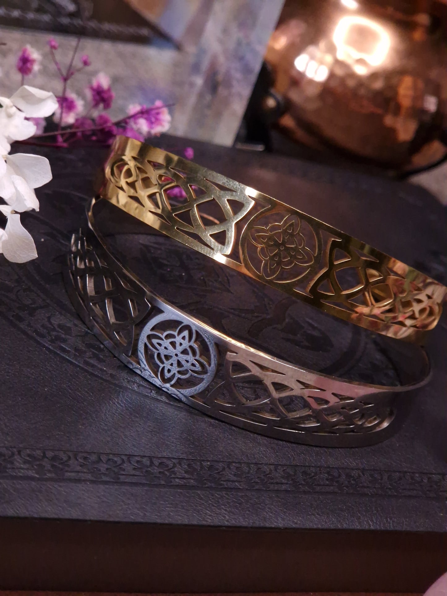 Armreifen Hexenknoten silber & gold