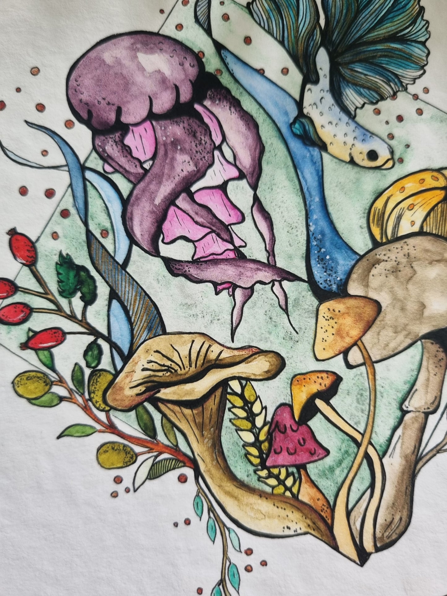 Betta Fisch Aquarell Kunstdruck "Betta Fisch"