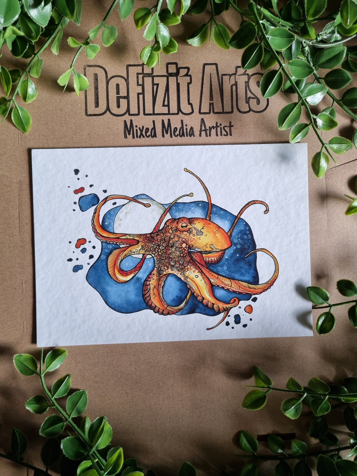 Oktopus Aquarell Kunstdruck "Dance Lunar"