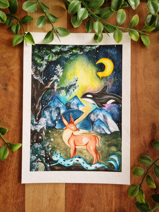 Fantasy Art Aquarell Kunstdruck "New Haven"
