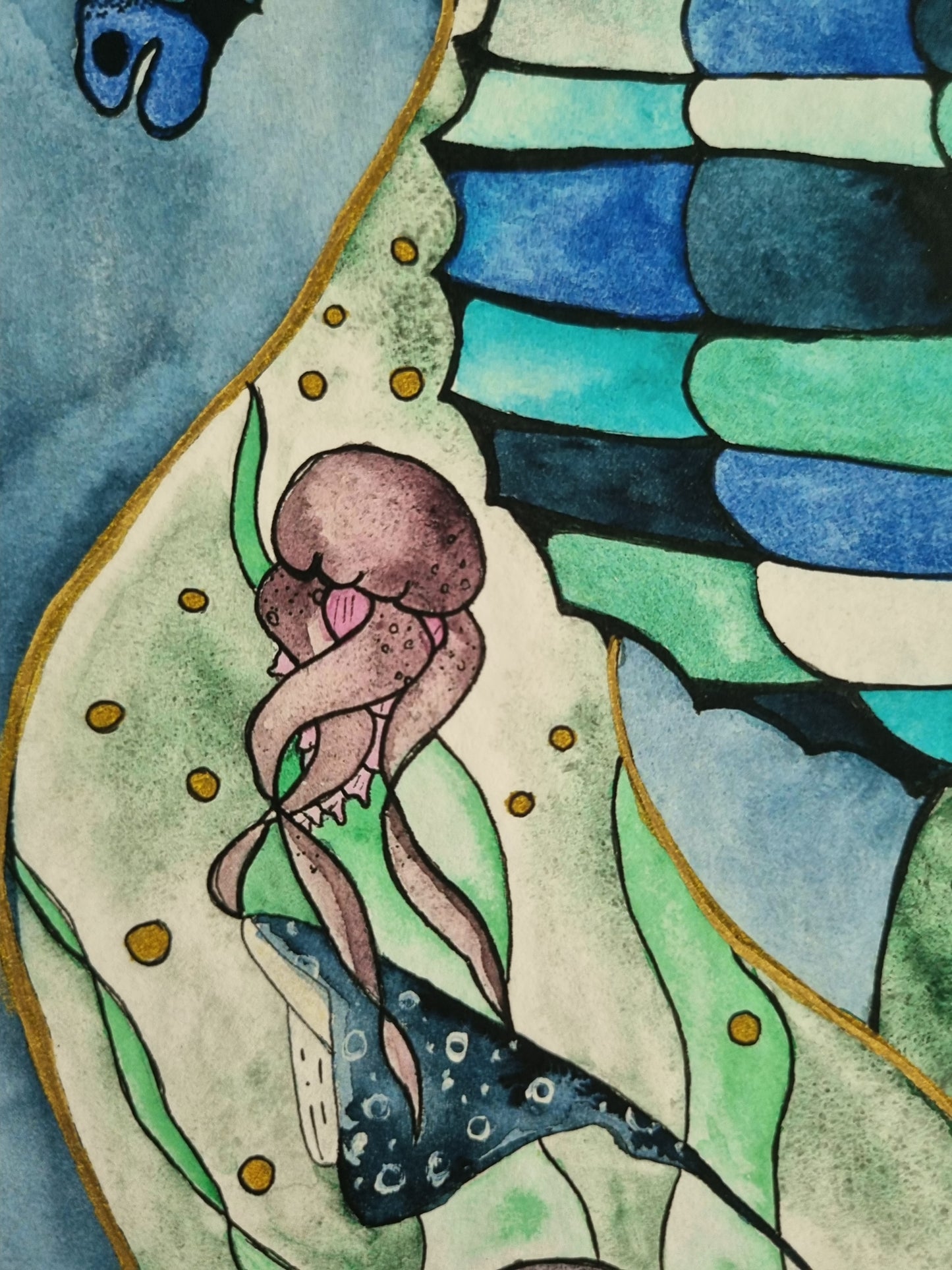 Seahorse Aquarell Kunstdruck „Seahorse Symphony“