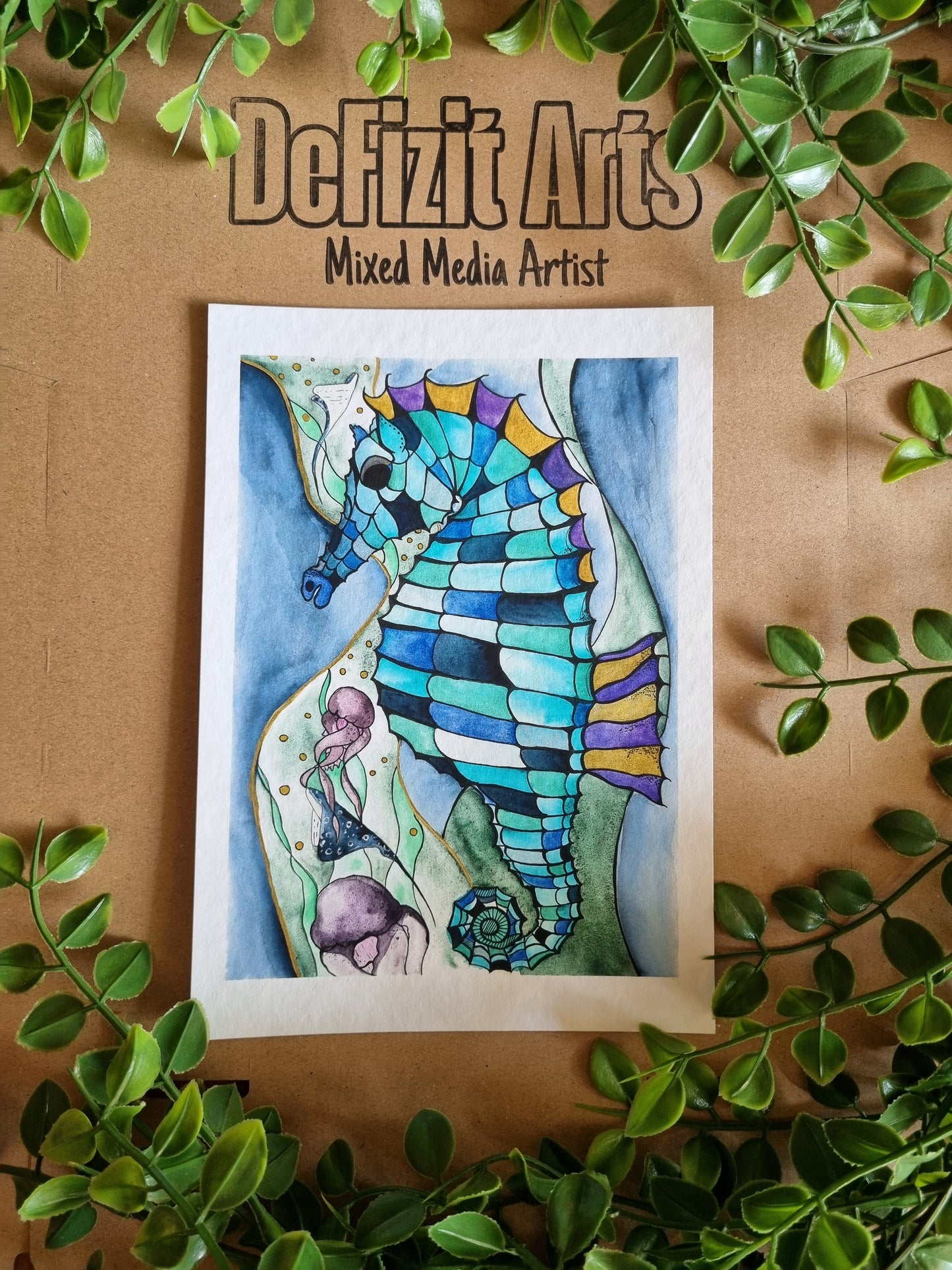 Seahorse Aquarell Kunstdruck „Seahorse Symphony“