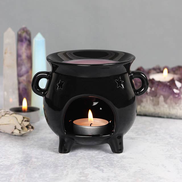Gothic Black Cauldron Halloween-Ölbrenner und Wachswärmer