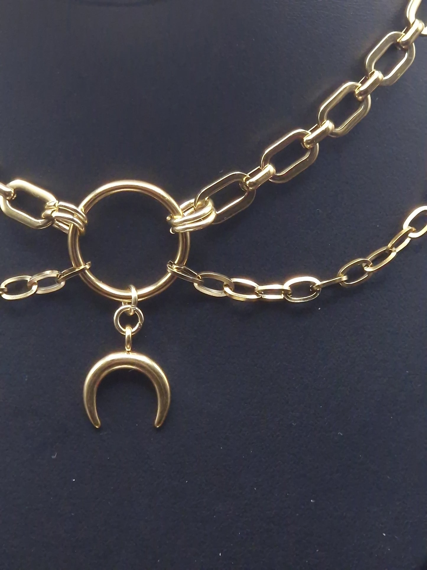 Double Chain Crescent Choker – Edelstahl
