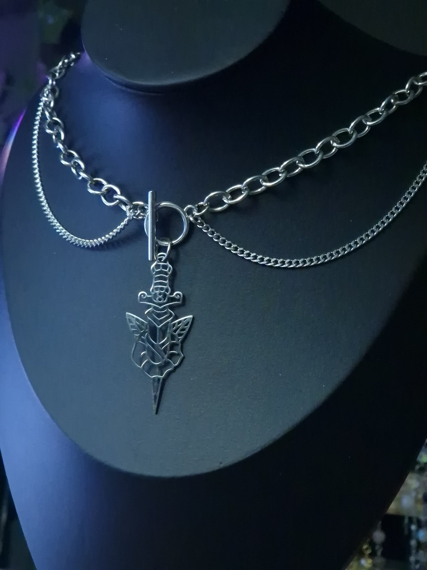 Chunky Schwert Kette silber