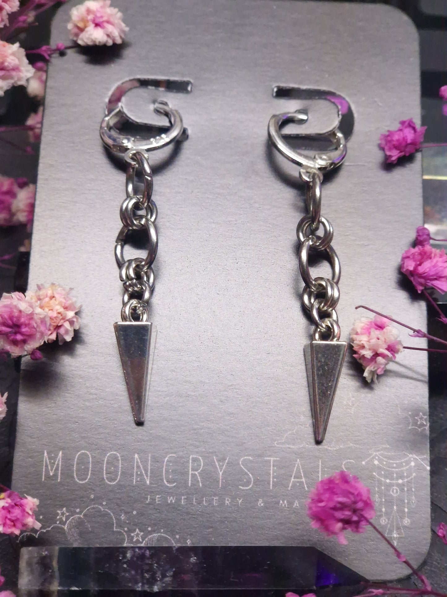 Chainmaille Spike Ohrringe silber