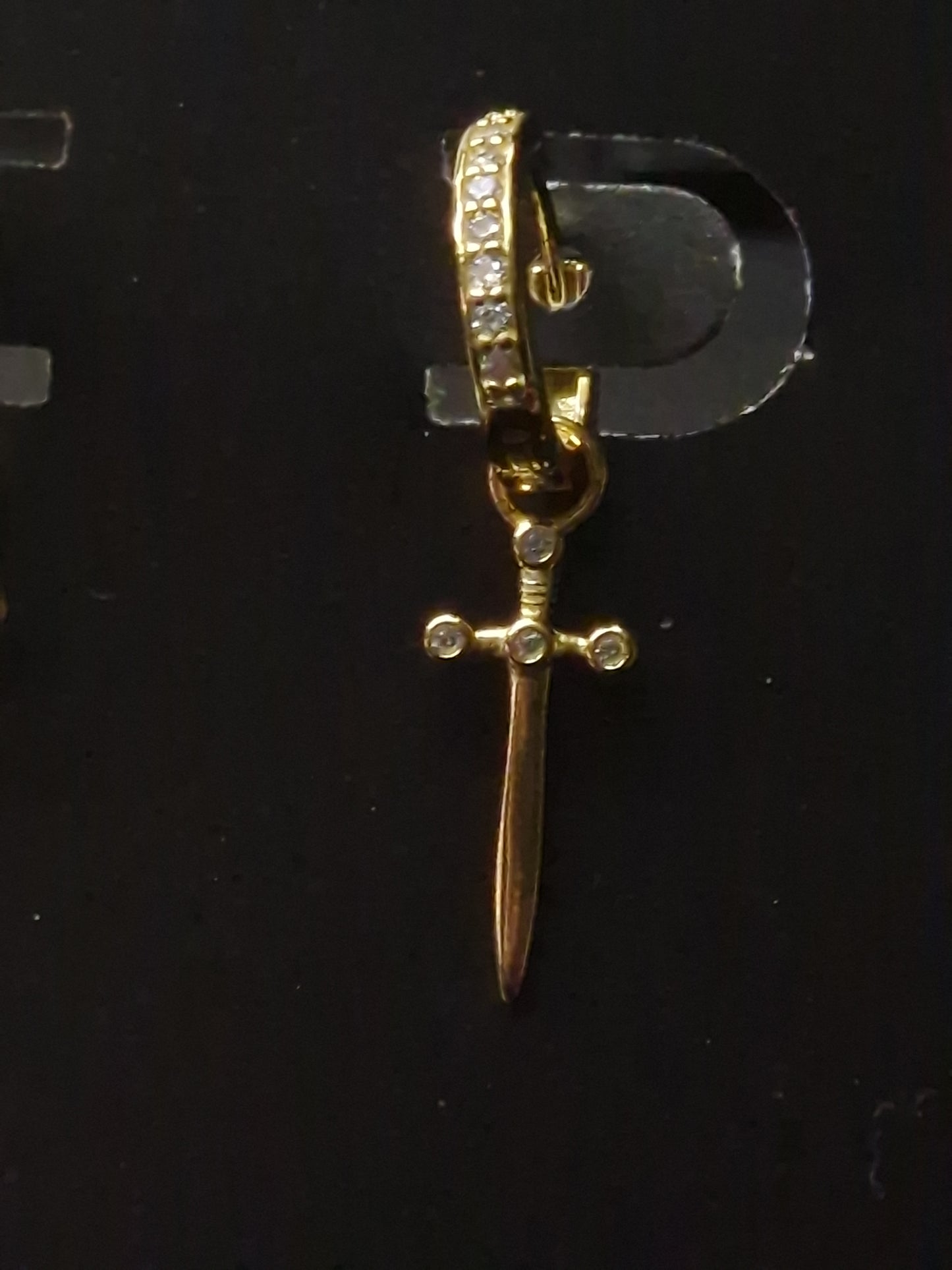 Creolen Sword & Zircon Light gold