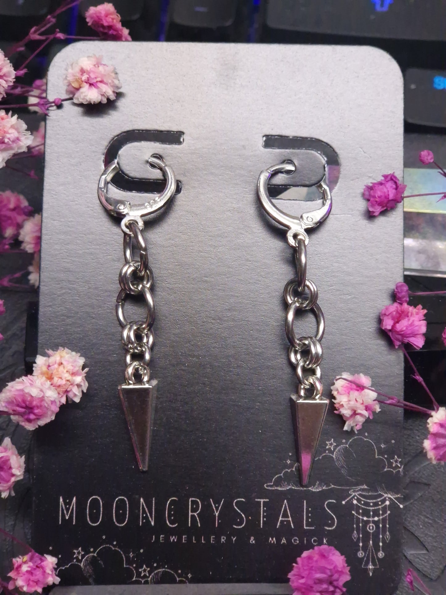 Chainmaille Spike Ohrringe silber