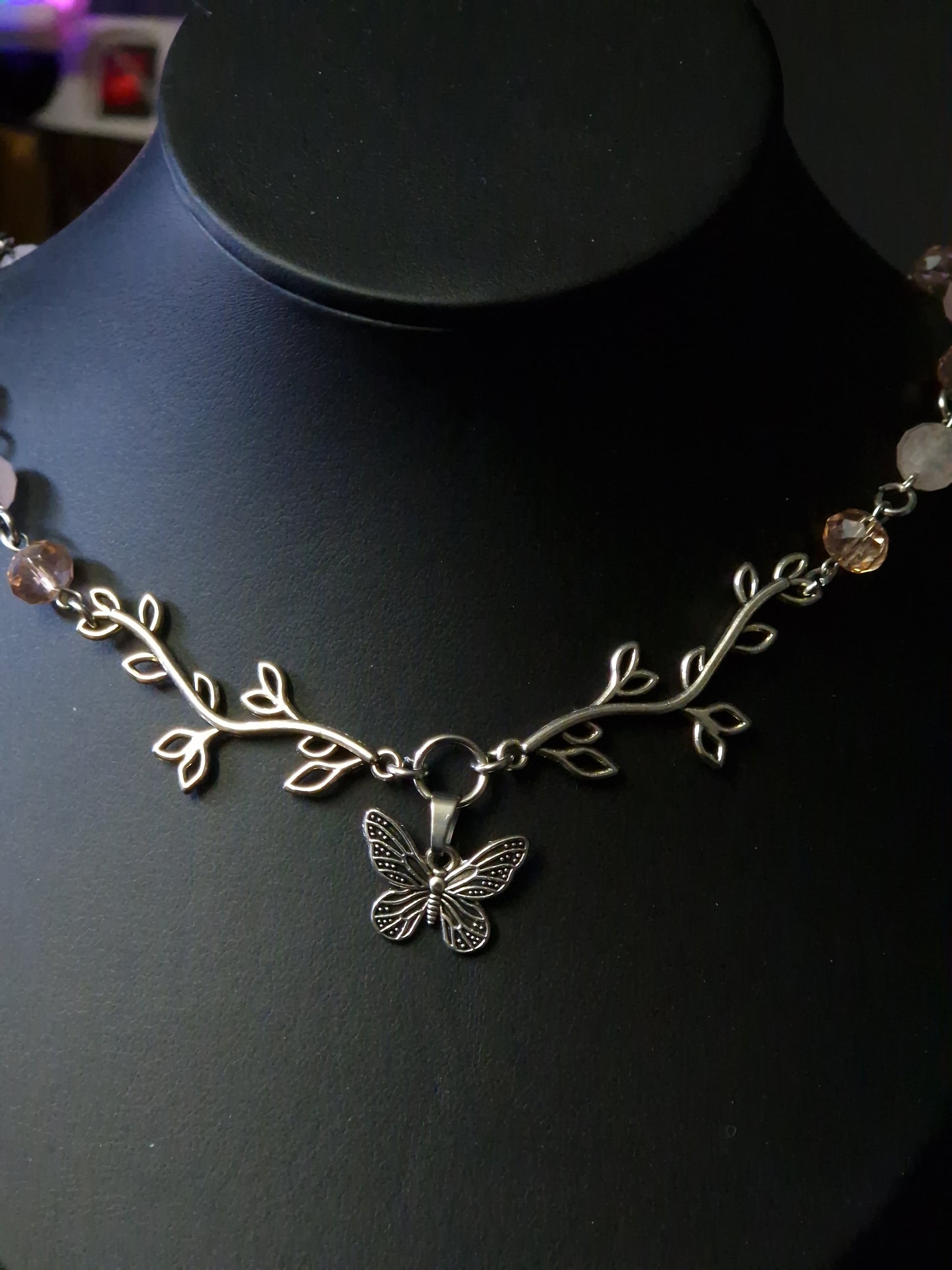 Rosenquarz Kette silber