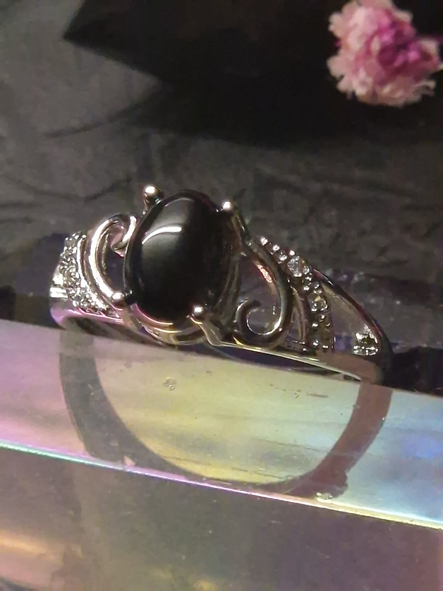 Schwarzer Achat Ring silber