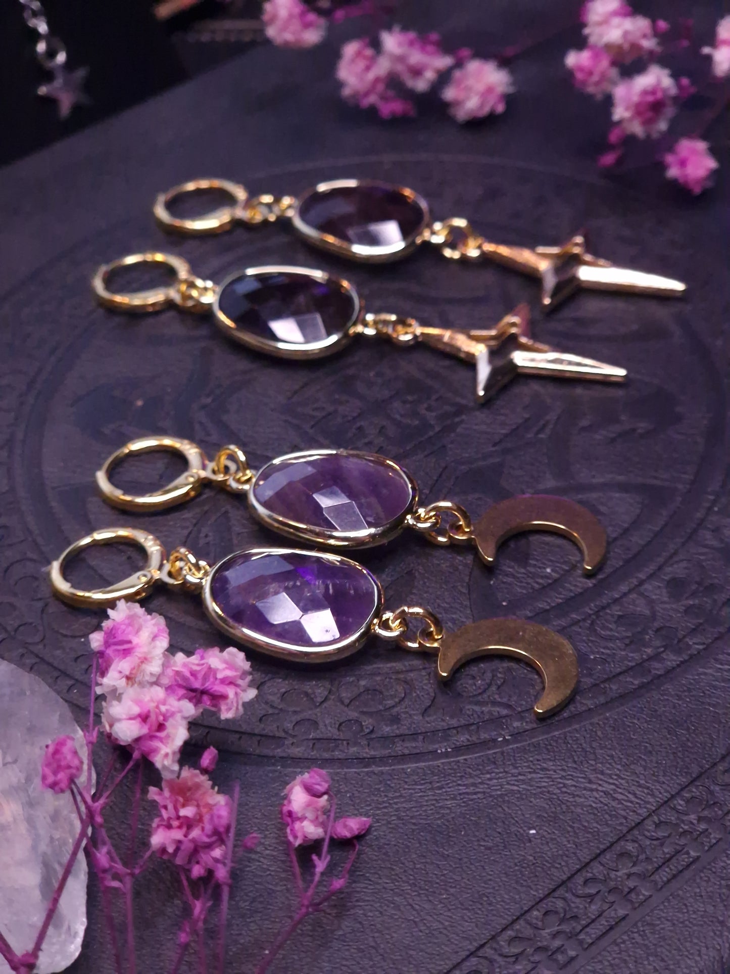 Ovale Amethyst Ohrringe
