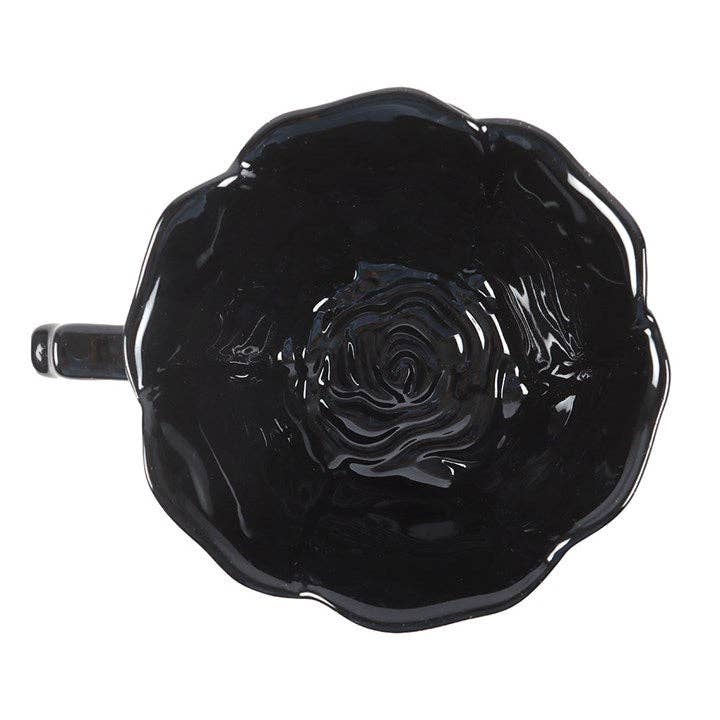 Schwarze Rose Teetasse und Untertasse