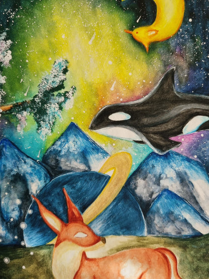 Fantasy Art Aquarell Kunstdruck "New Haven"