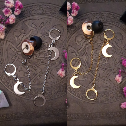 Ohrstöpsel Halter silber - „Moonchain Keeper“