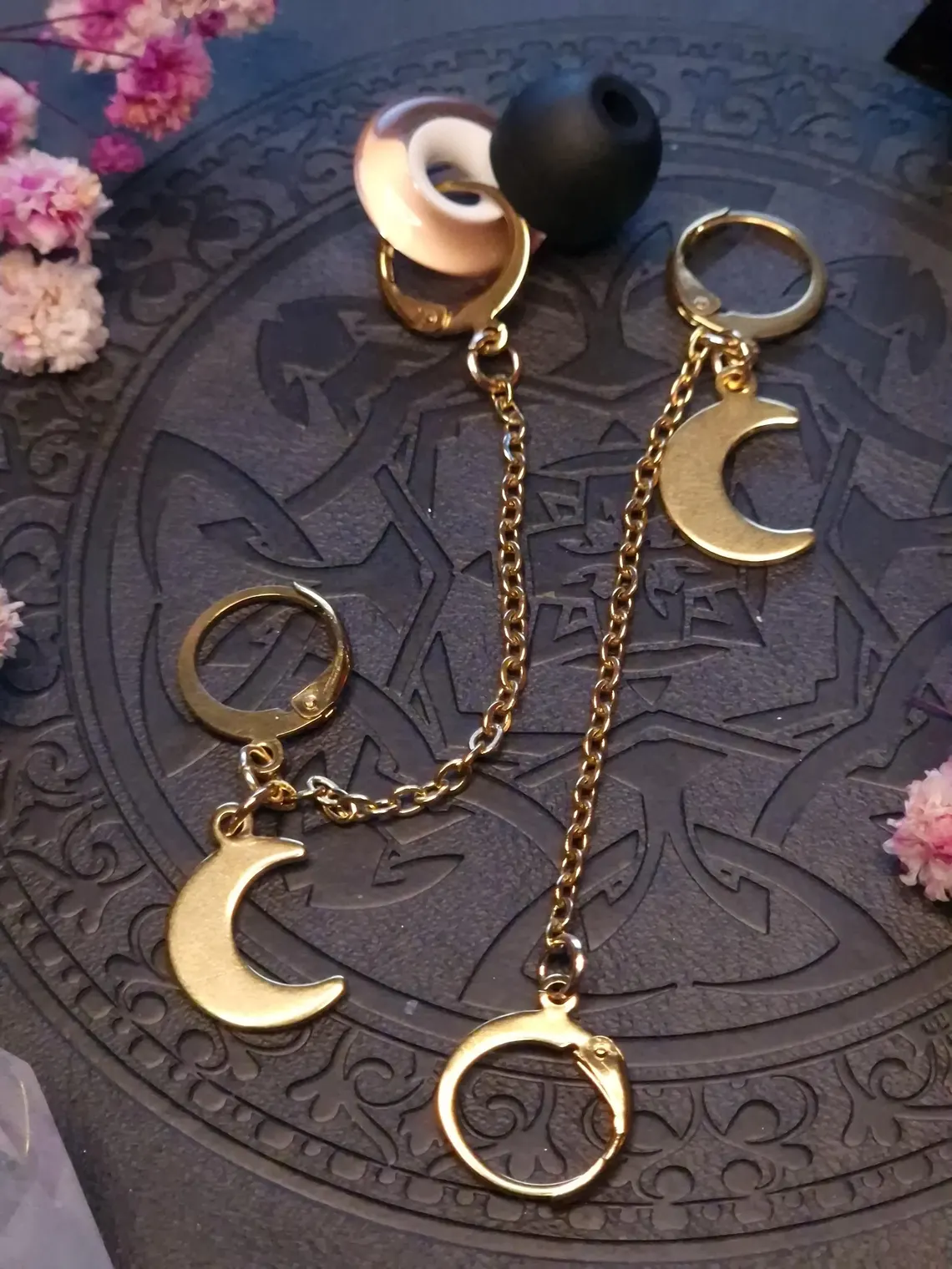 Ohrstöpsel Halter silber - „Moonchain Keeper“