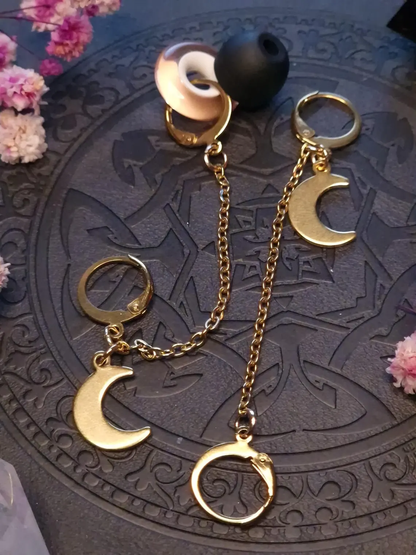 Ohrstöpsel Halter silber - „Moonchain Keeper“