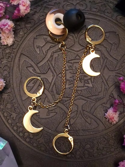 Ohrstöpsel Halter silber - „Moonchain Keeper“