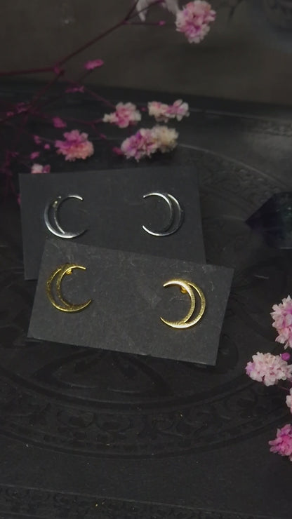 offene Halbmond Ohrstecker in silber/gold/schwarz