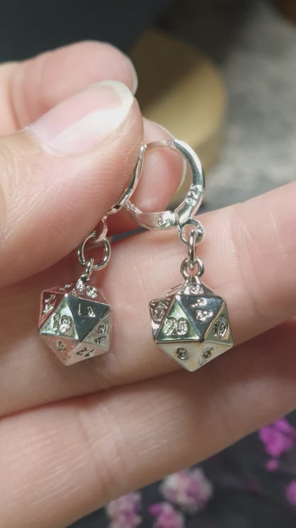 D20 Schmuck Set I Kette & Ohrringe I Silber