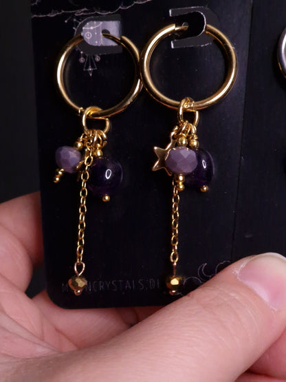 Amethyst Hoops gold
