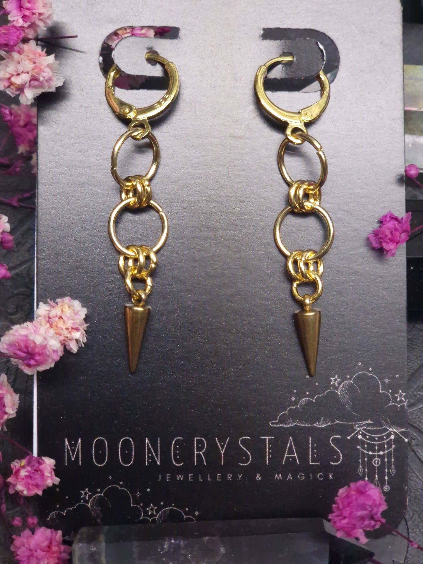Chainmaille Spike Ohrringe gold