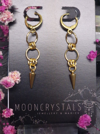 Chainmaille Spike Ohrringe gold