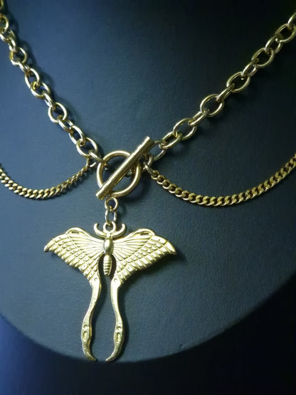 Chunky Luna Moth Kette gold
