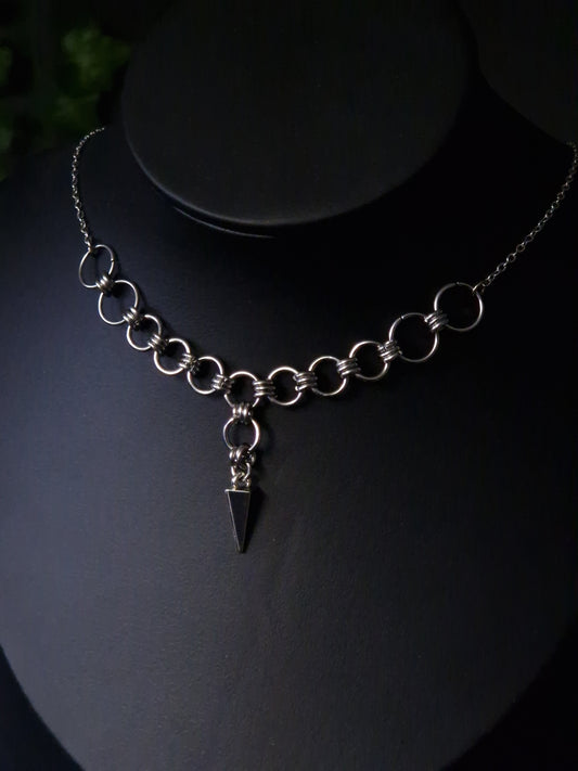 Chainmaille Spike Ketten Choker silber
