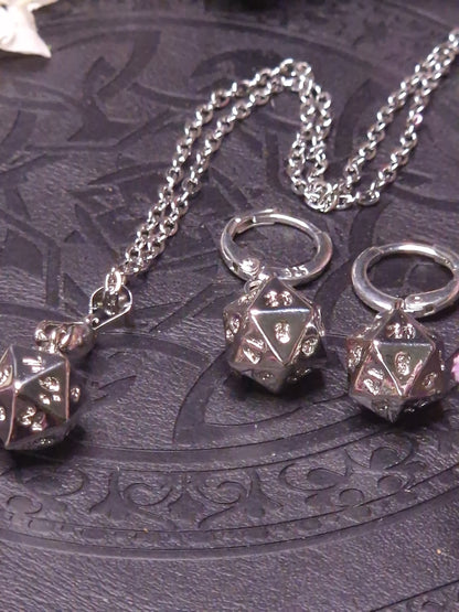 D20 Schmuck Set I Kette & Ohrringe I Silber