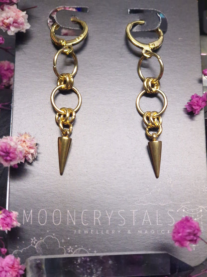 Chainmaille Spike Ohrringe gold