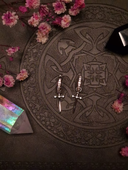 Creolen „Sword & Zircon Light“ silber
