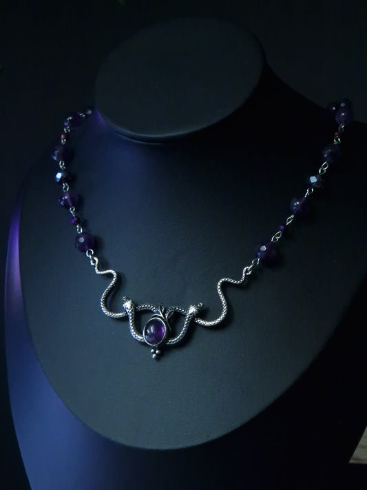 Amethyst Schlangen Kette Silber