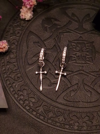 Creolen „Sword & Zircon Light“ silber