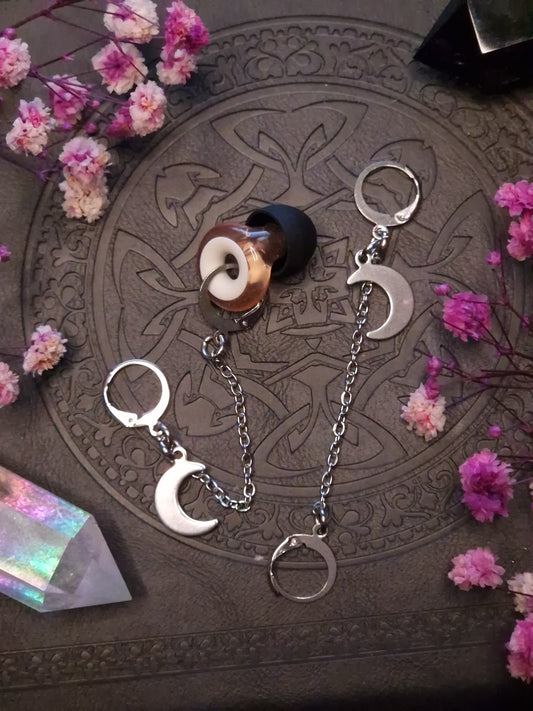 Ohrstöpsel Halter silber - „Moonchain Keeper“