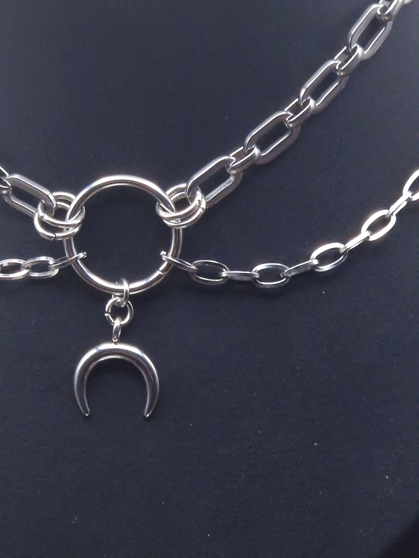 Double Chain Crescent Choker – Edelstahl