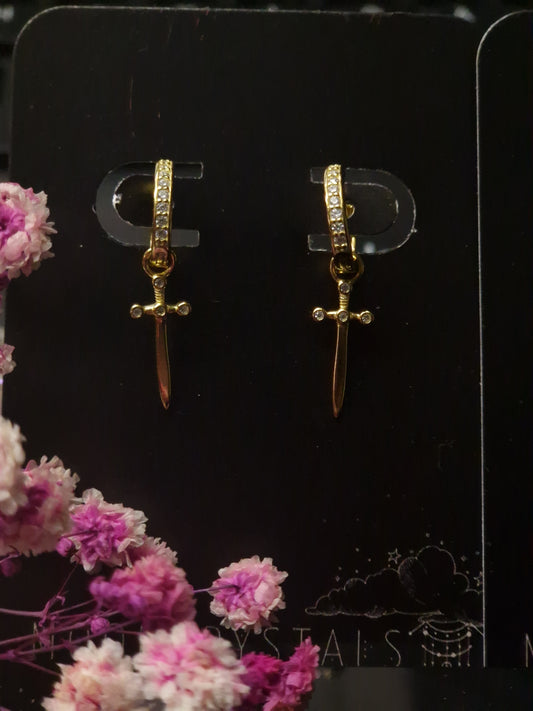 Creolen Sword & Zircon Light gold