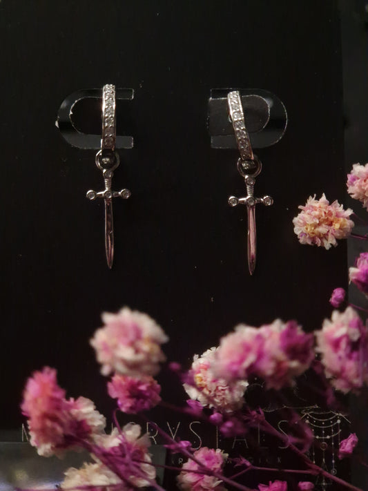 Creolen „Sword & Zircon Light“ silber