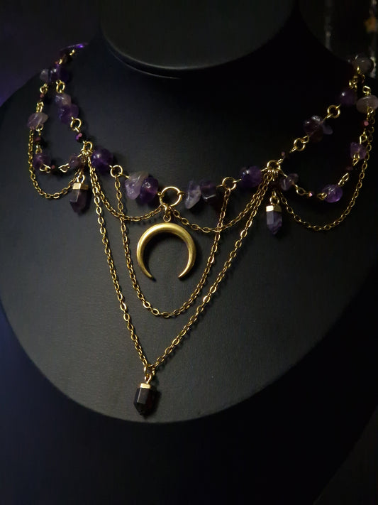 Amethyst Collier Halbmond 'Queen' gold